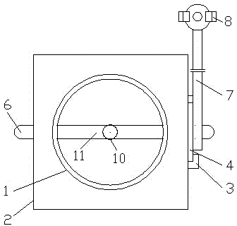 Particle material discharging device through swing rod drive