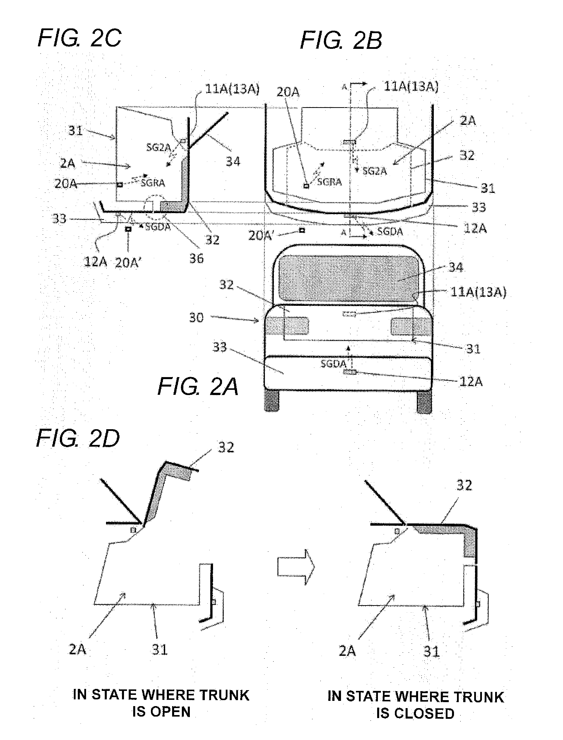 Detection device, detection system and detection method of radio wave transmitting/receiving body