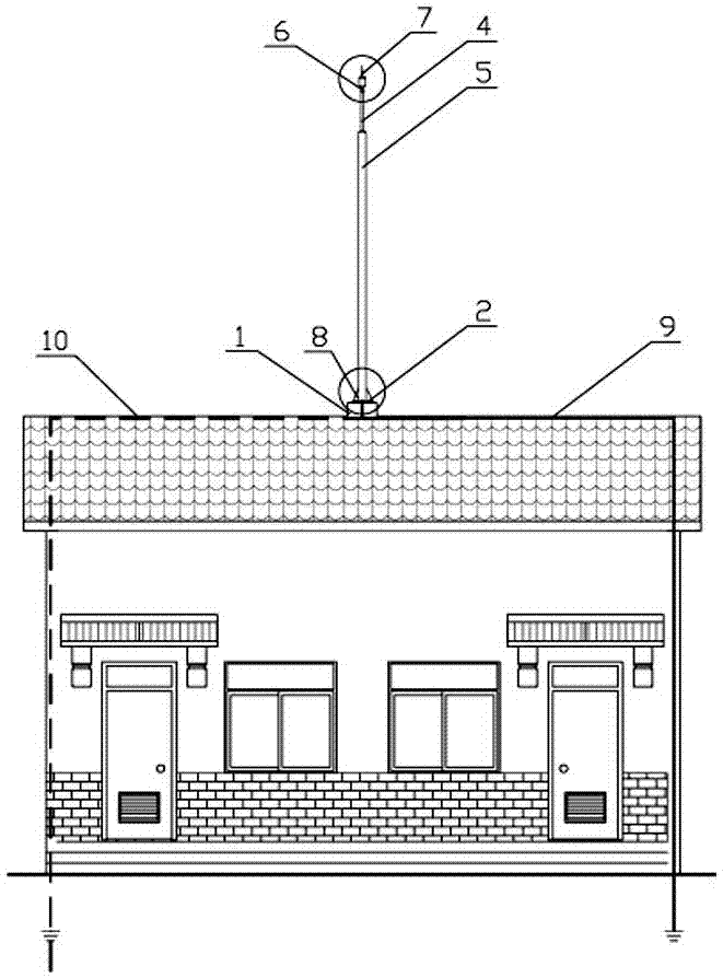 Slope roof lightning conductor mounting method