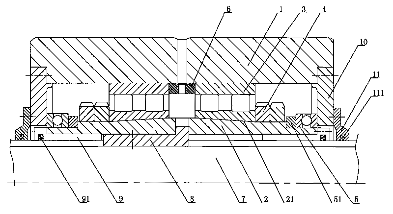 Boring bar rotating assembly of horizontal piercing boring mill