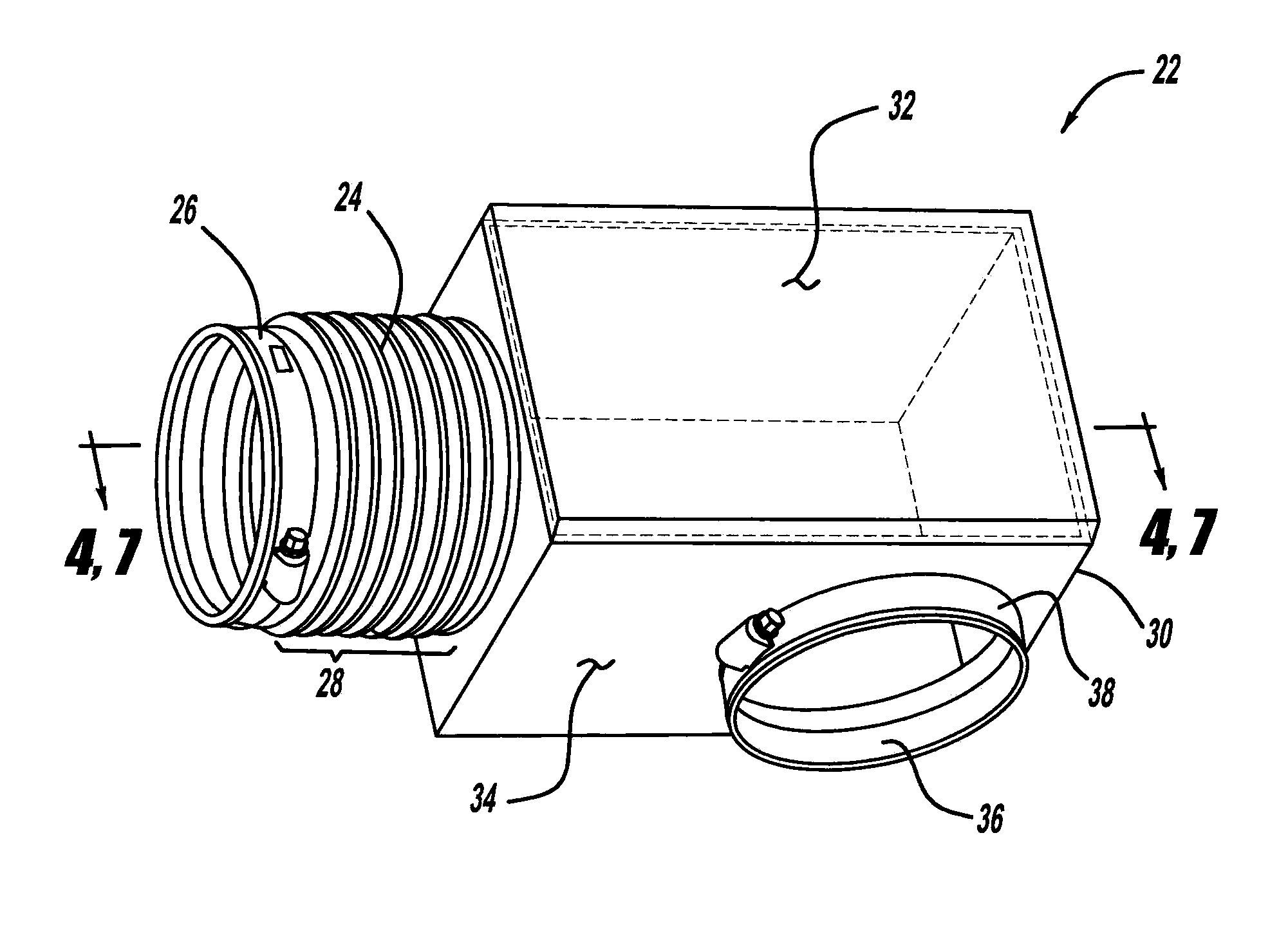 Flexible seal and molded rigid chamber