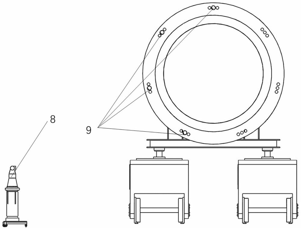 Segmented pose detection and docking device and method for large underwater robot