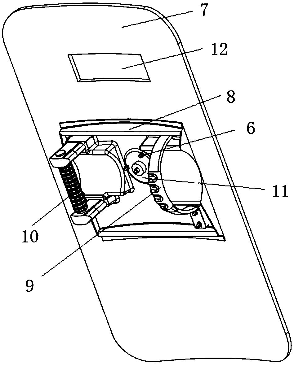 Shield holding device and shield provided with same