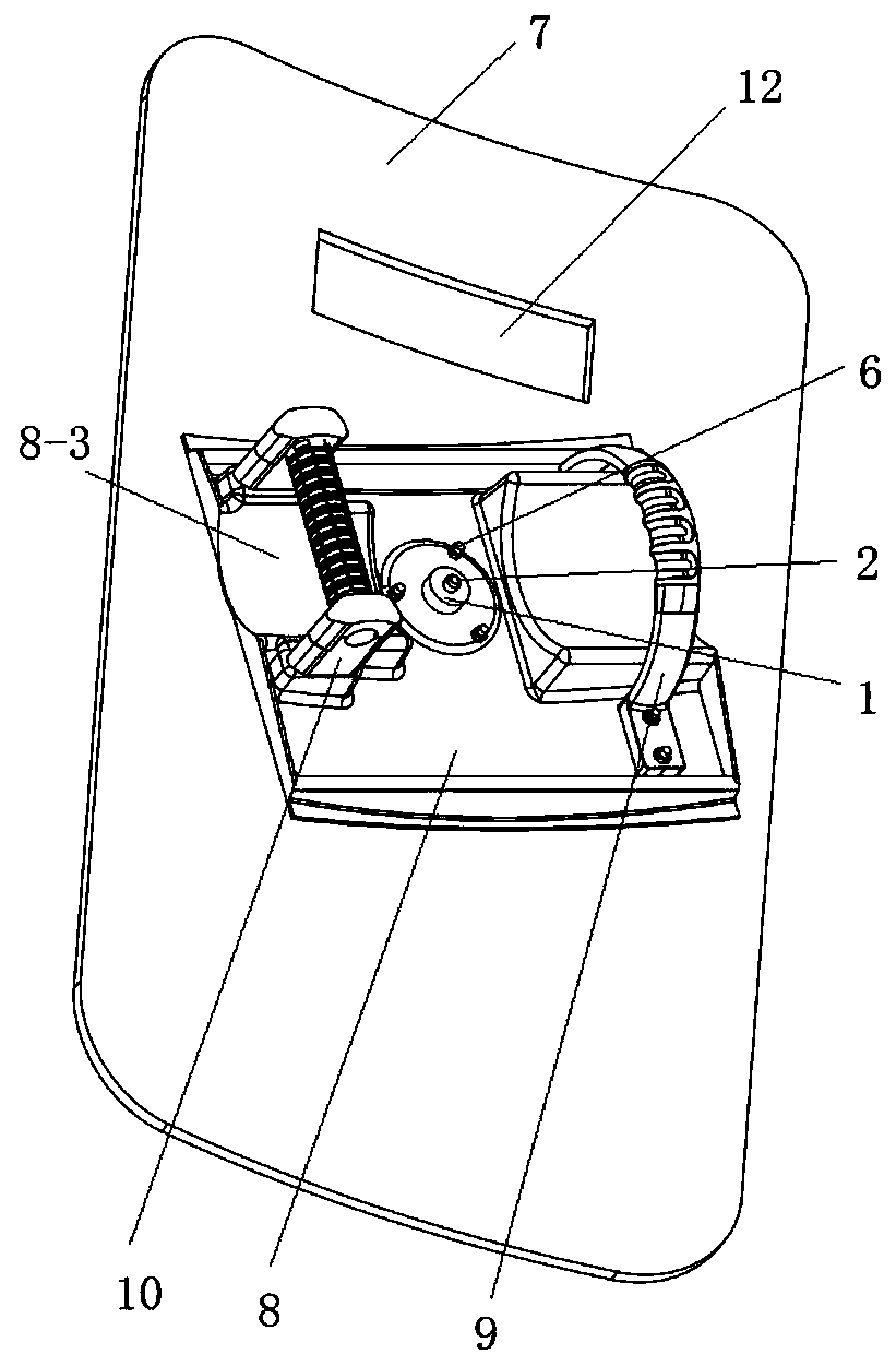 Shield holding device and shield provided with same