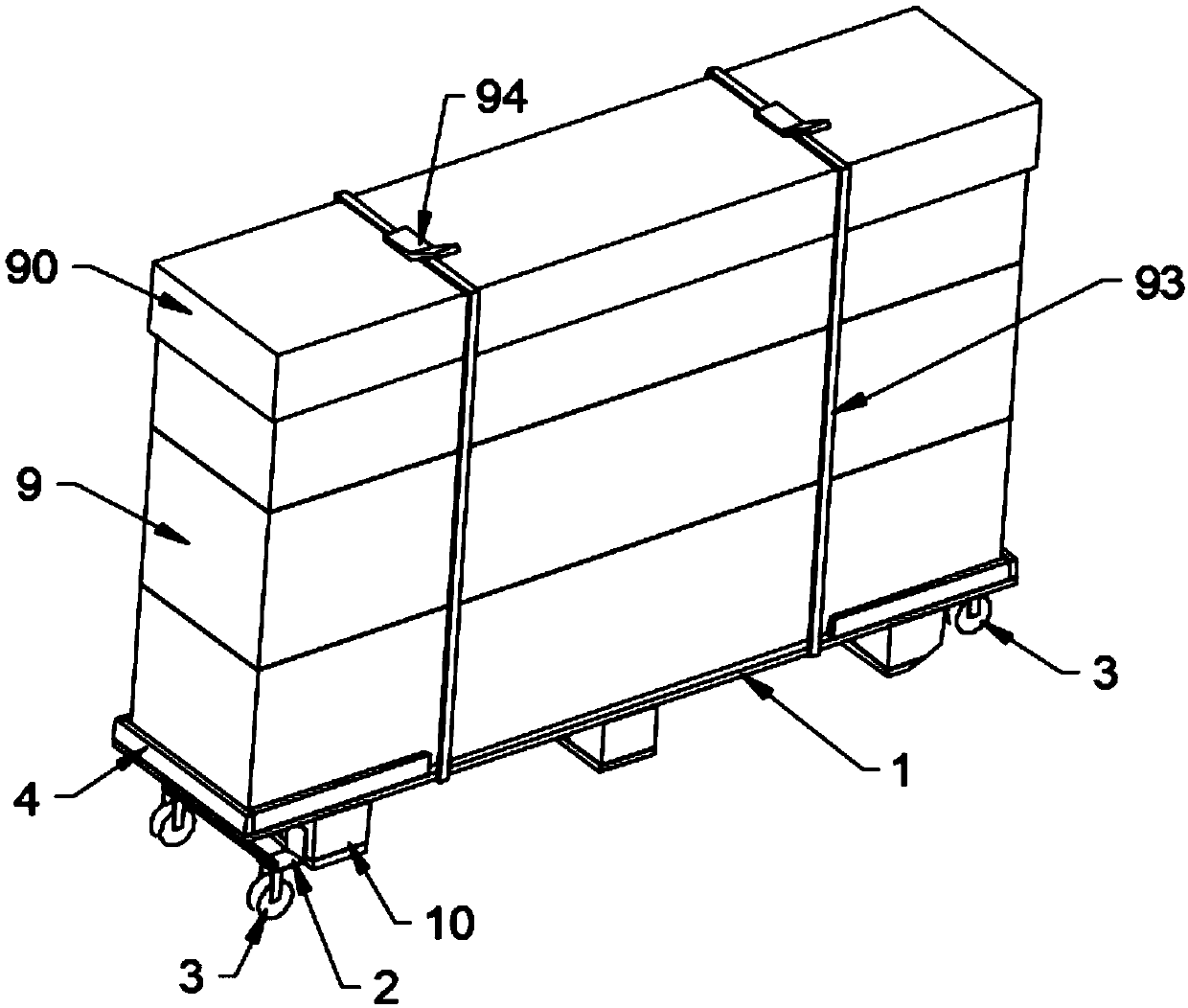 Movable wheeled tray turnover box