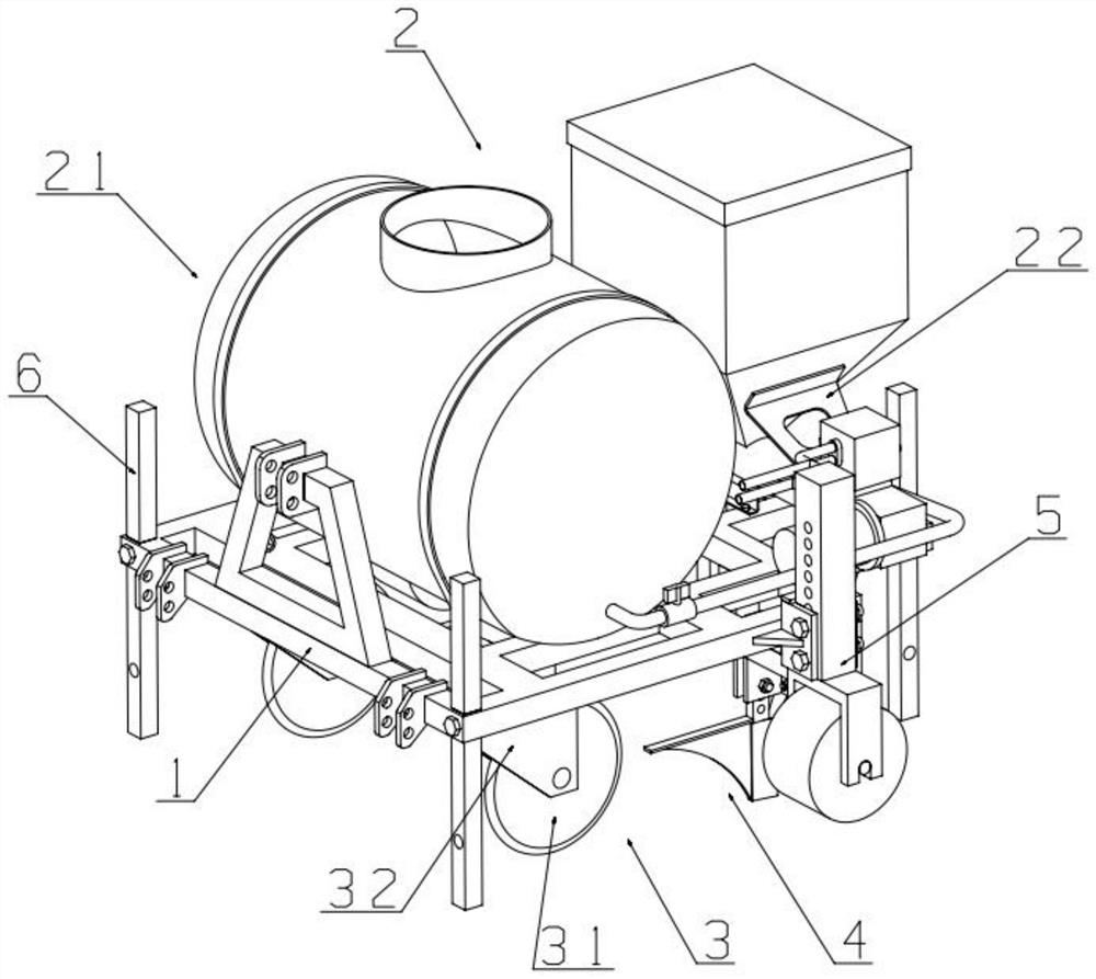 Perennial root sugarcane water and fertilizer integrated stump loosening management machine