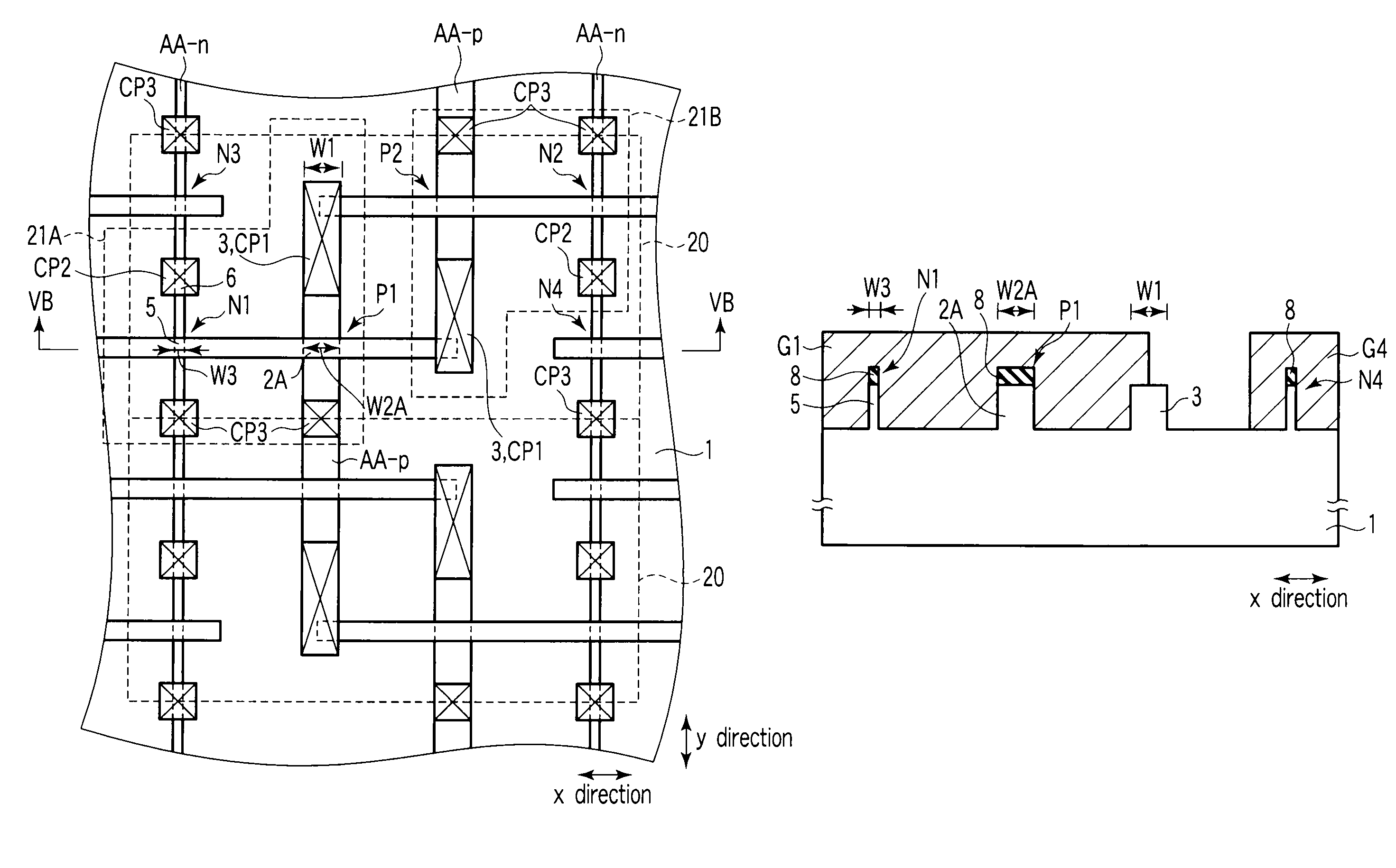 Semiconductor device including n-type and p-type FinFET's constituting an inverter structure