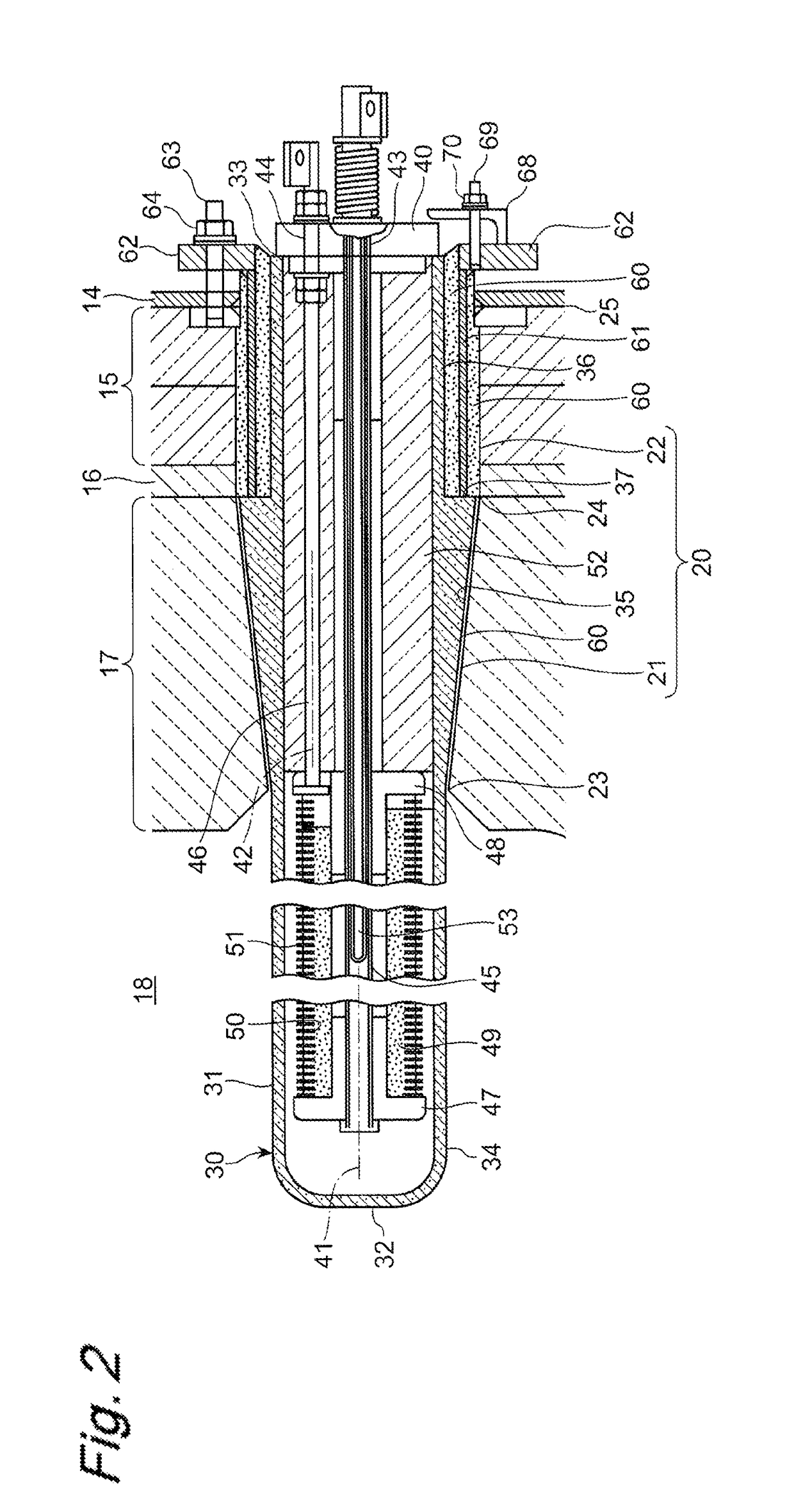 Heater protective tube for molten metal holding furnace