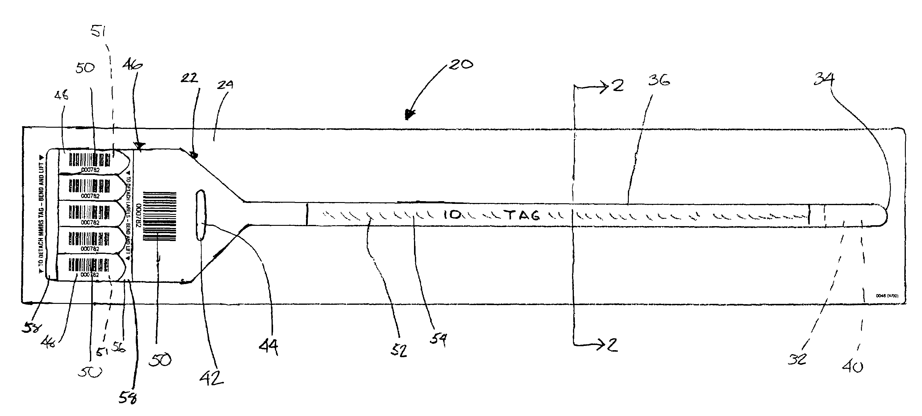 Wristband/label assembly business form and method
