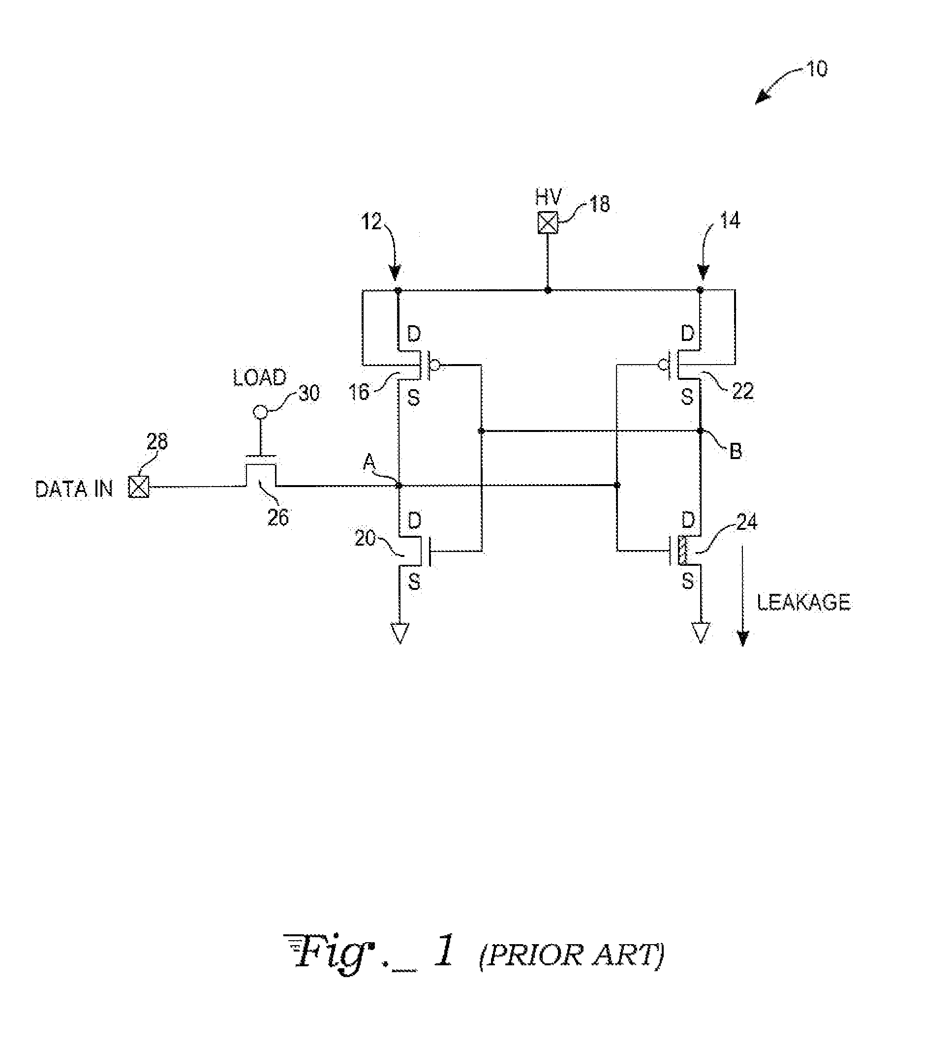 Method and apparatus to prevent high voltage supply degradation for high-voltage latches of a non-volatile memory