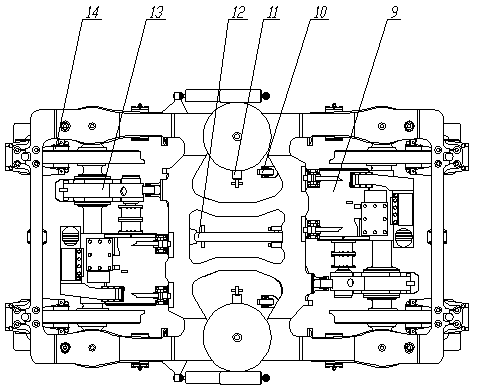 Running system of container track power flat car