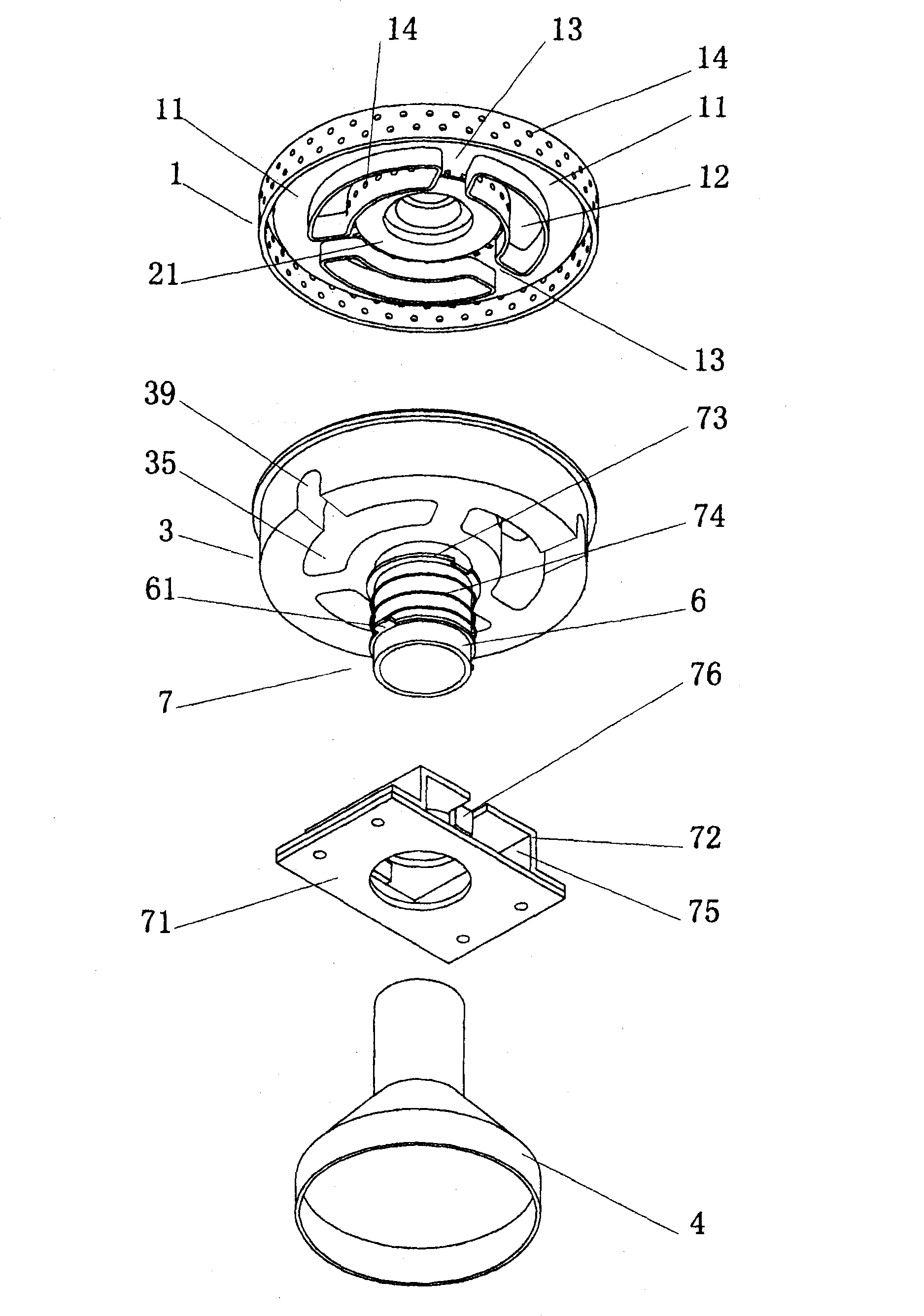 Burner with air balancing device