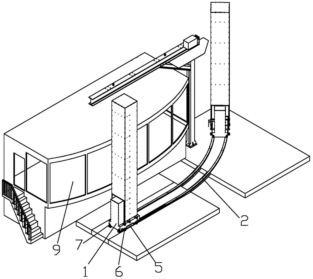 A walking device with fixed track for on-line measurement of hot large forgings