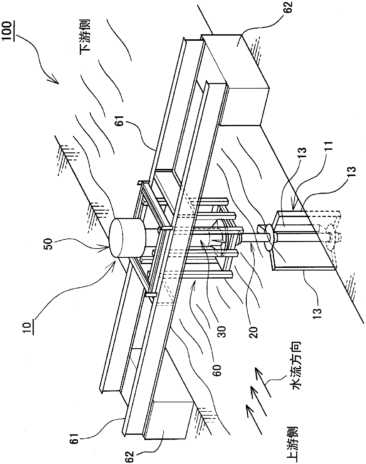 Vertical axis-type hydroelectric power generating device and vertical axis-type hydroelectric power generating unit