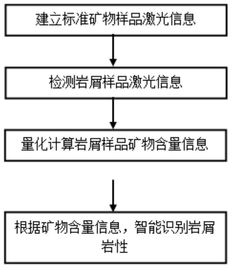 Rock debris lithology laser identification method based on mineral components