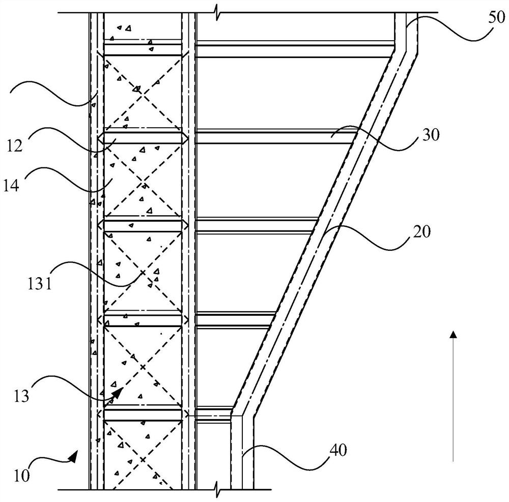Construction method of inclined column conversion frame shear wall structure