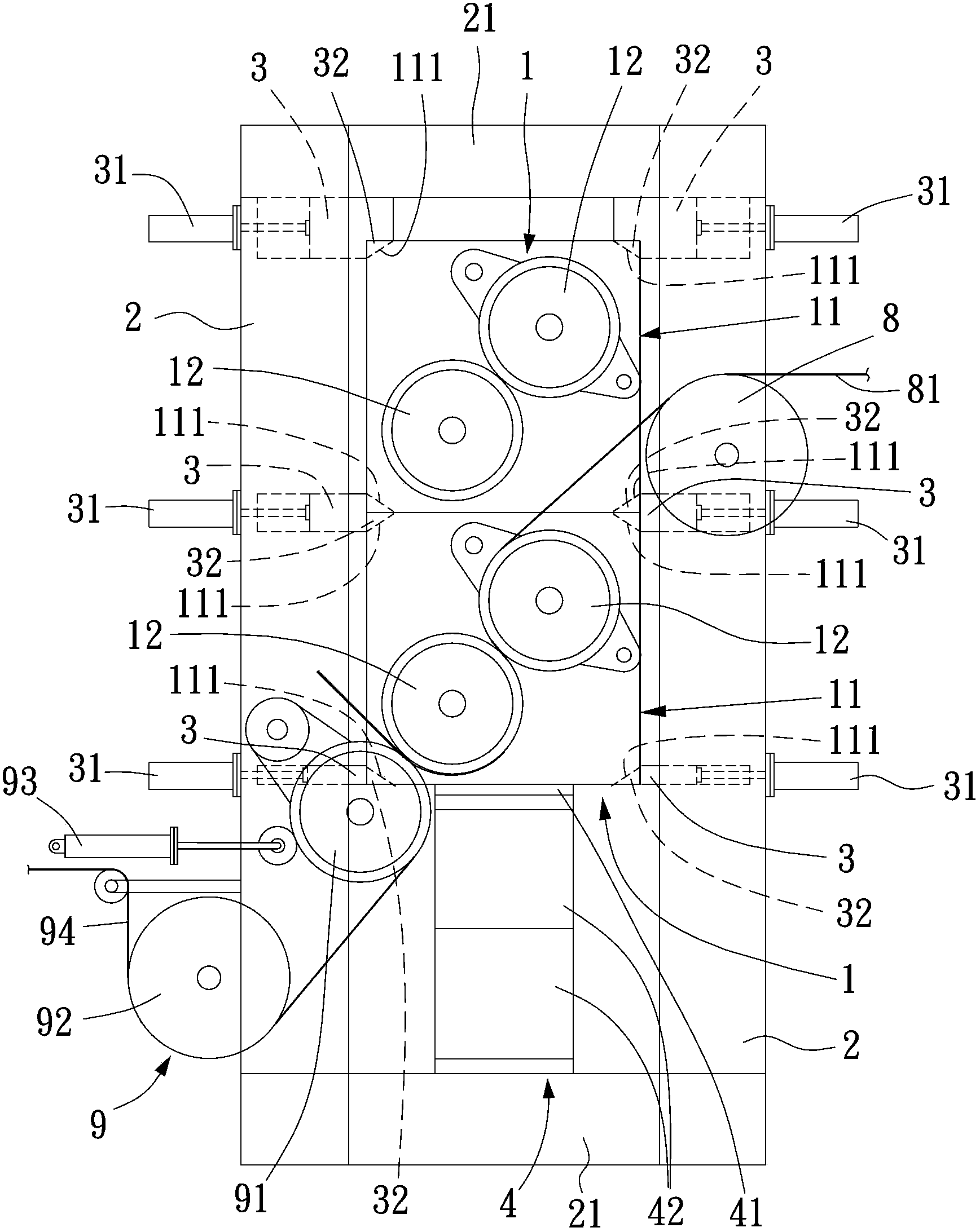 Frame used for corrugating machine roller train