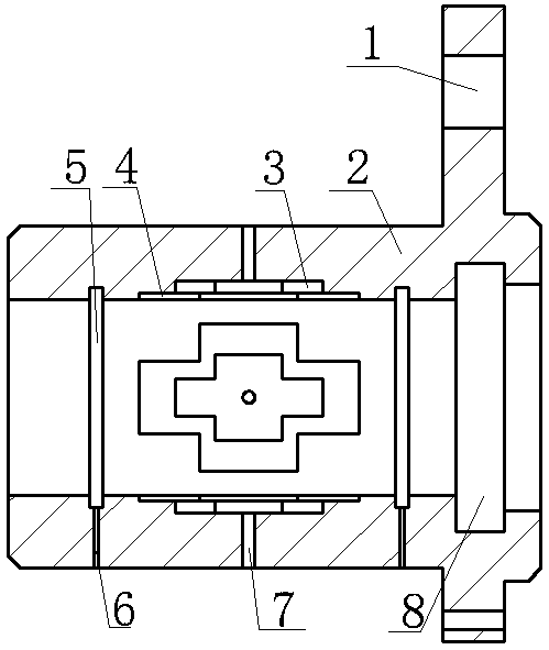 Servo hydraulic cylinder static pressure seal guiding sleeve with double cross-shaped cavities