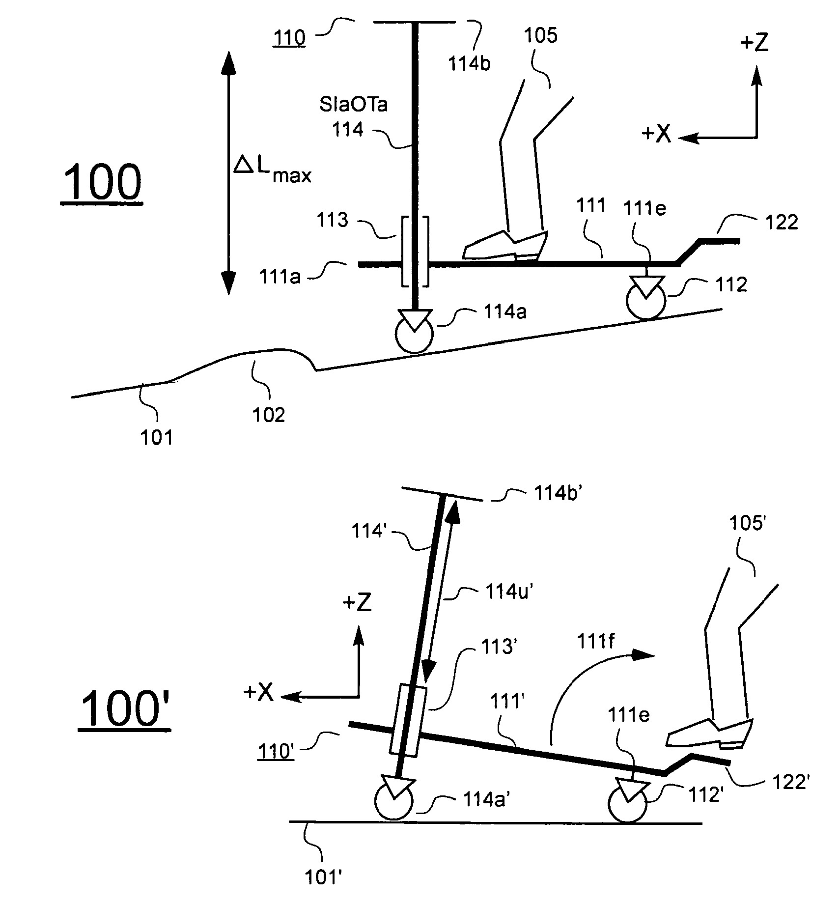 Transportation device with reciprocating part and kinetic storage