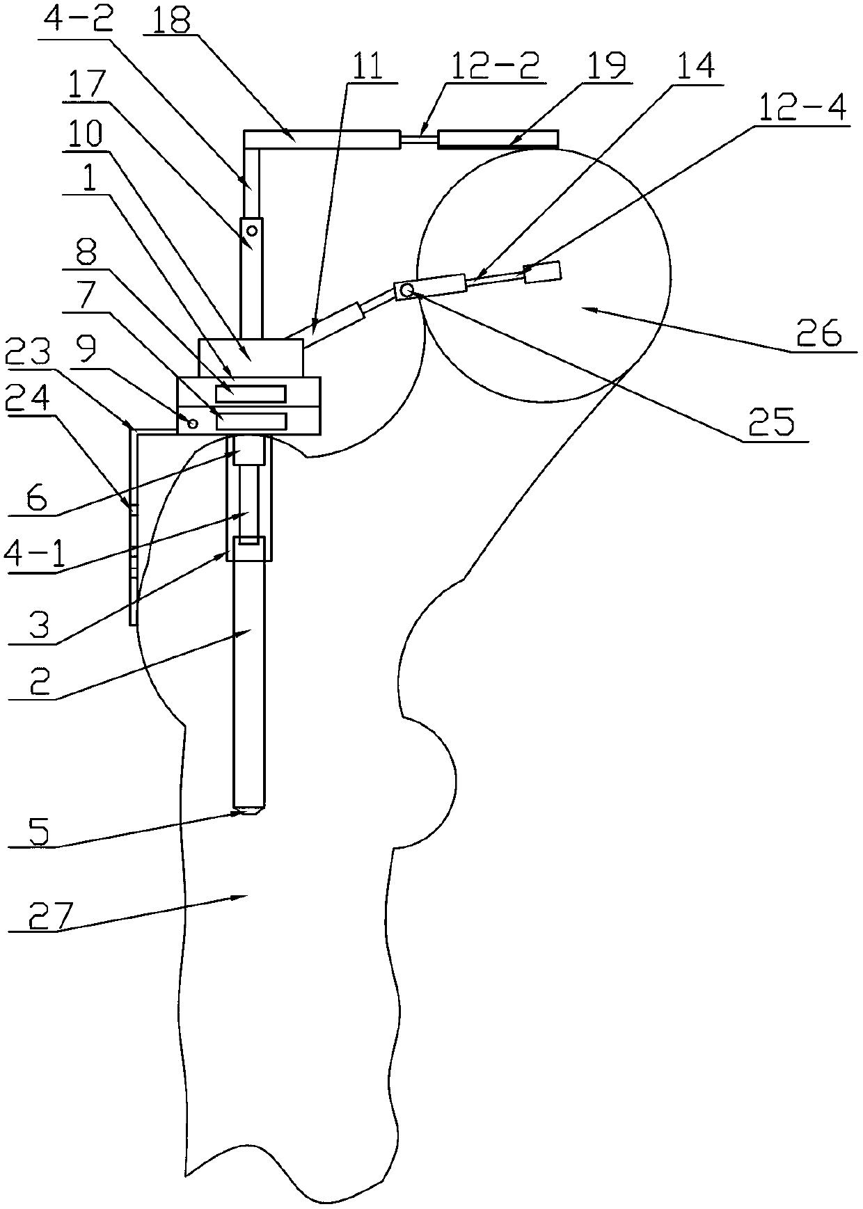 Measurer for measuring femoral offset in orthopedic operation