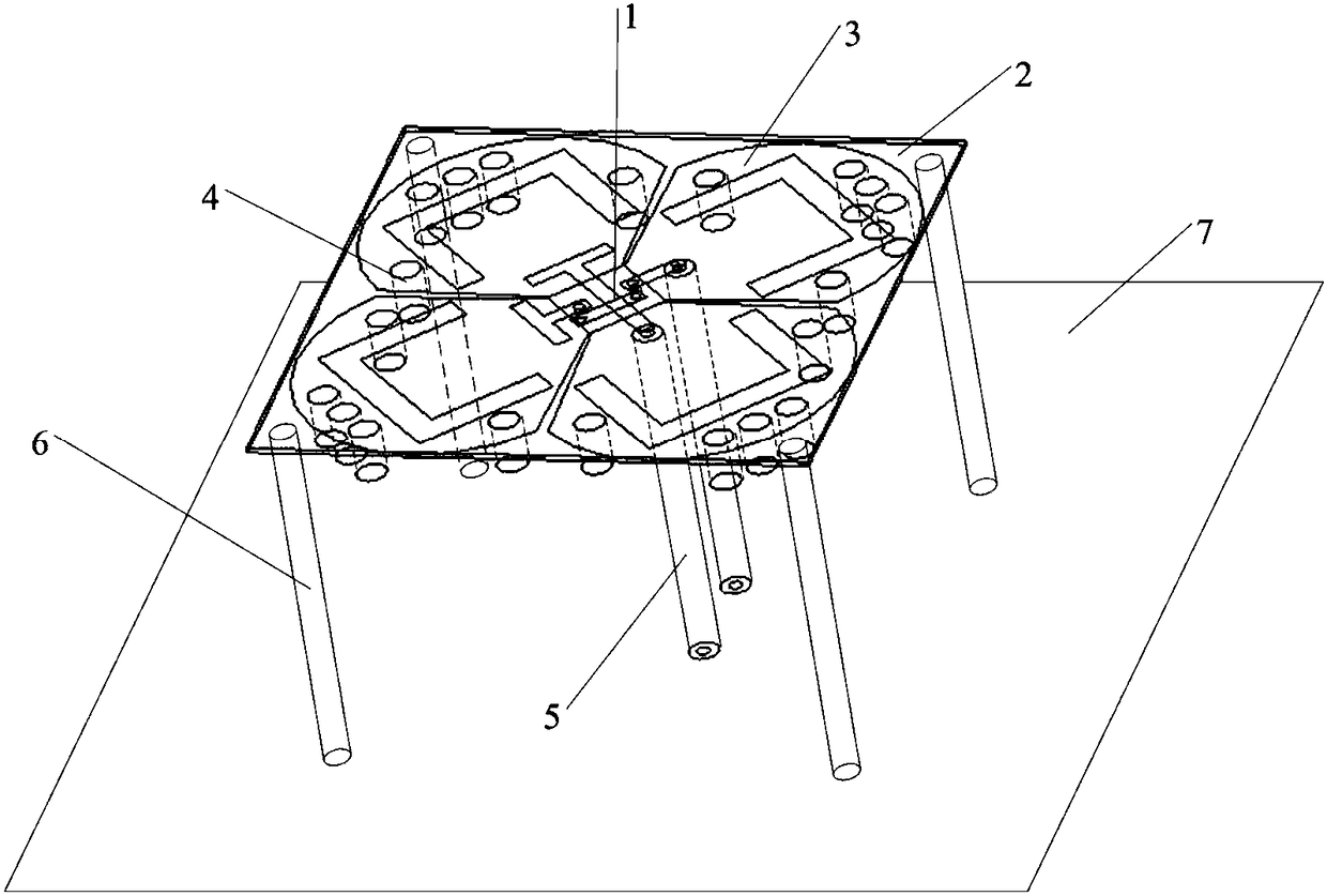 A broadband dual-polarized mobile base station antenna unit loaded with metal posts