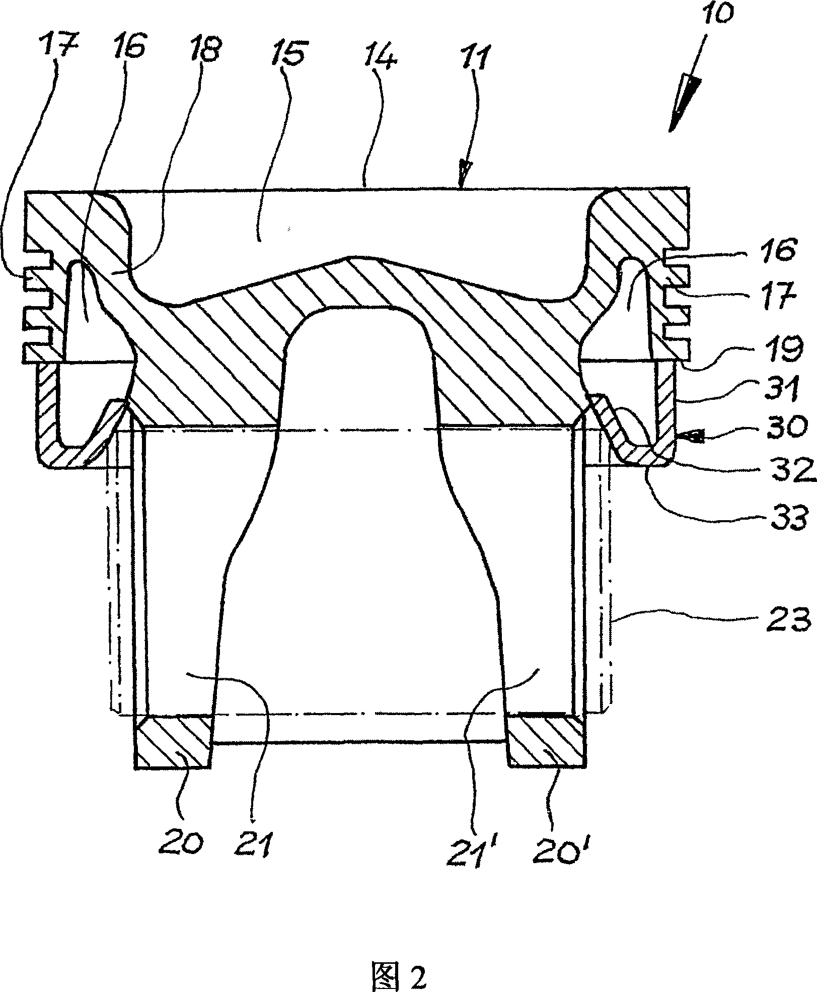 Piston for an internal combustion engine and covering ring for the cooling duct of a piston of said type
