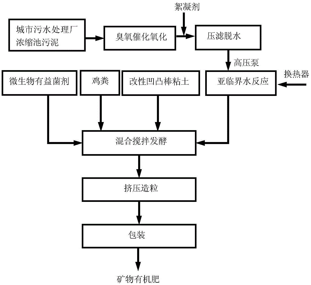 A method for preparing mineral organic fertilizer by utilizing surplus sludge of urban sewage plant