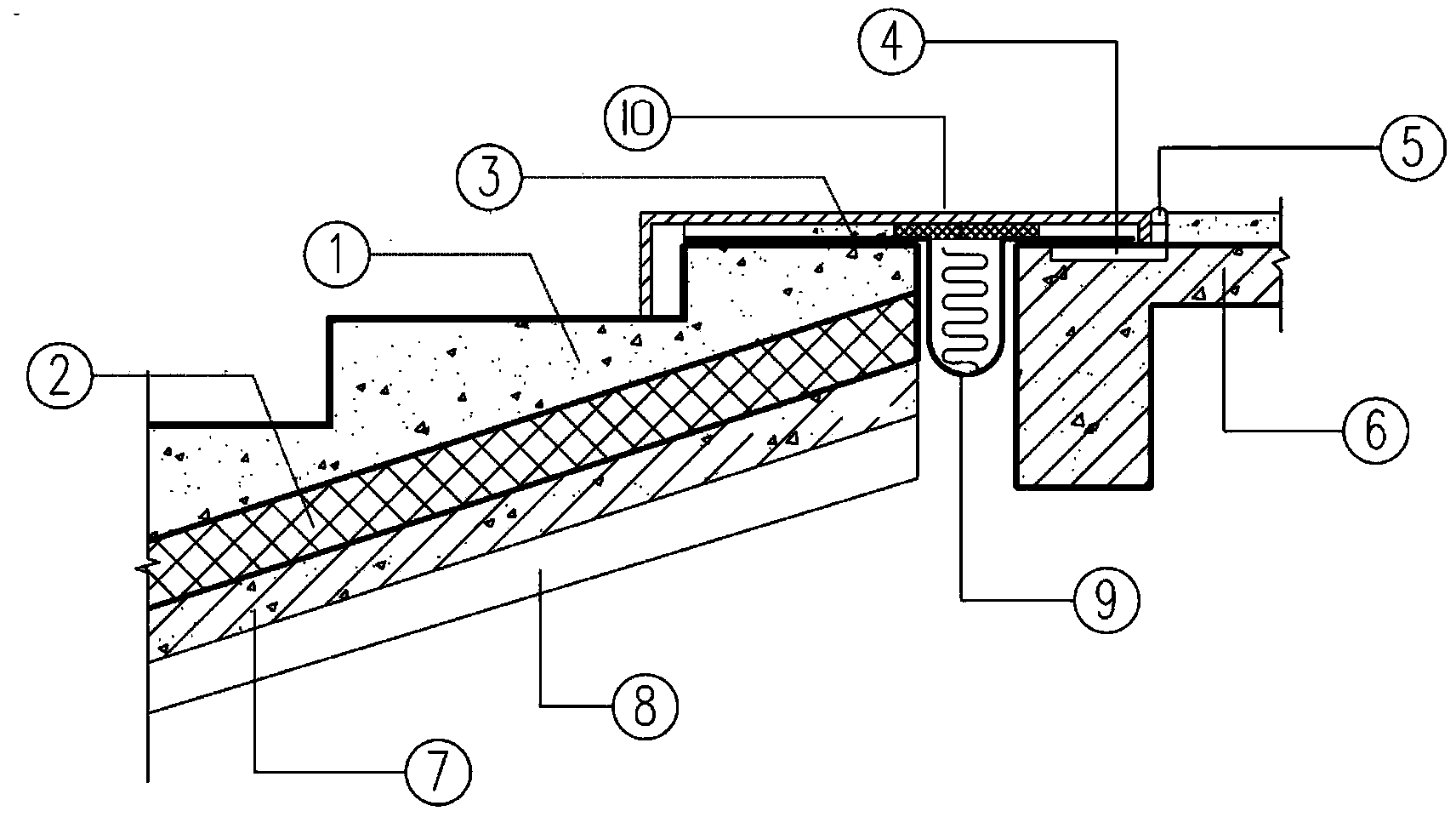 Deformable connection structure of concrete landing stage steps and building surface