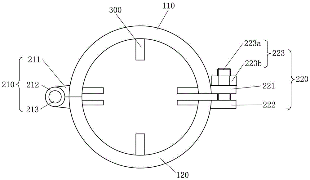 The construction method of pipe external butt joint device and pipe group butt welding