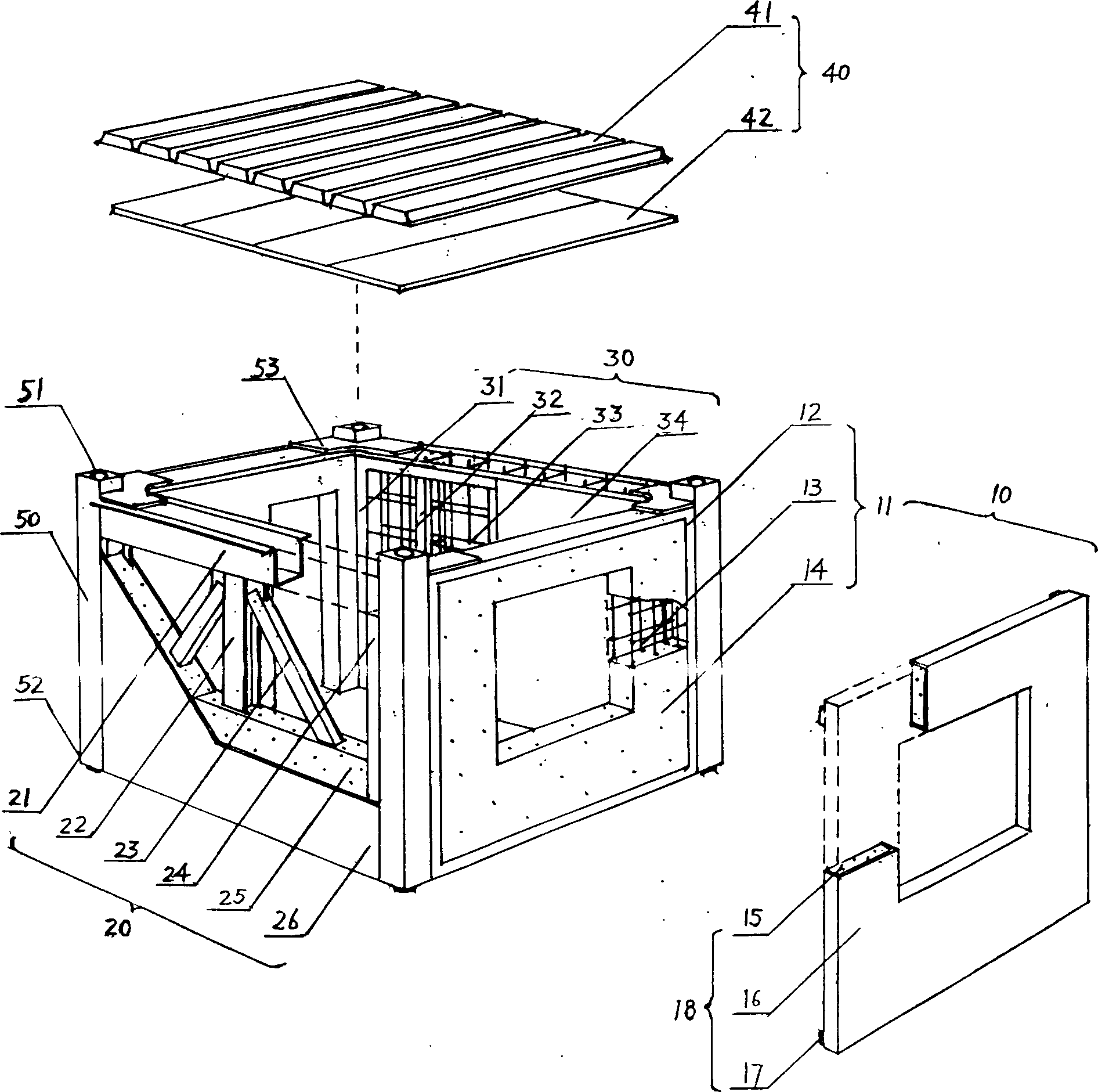 Box shaped house model of construction and fabricating method