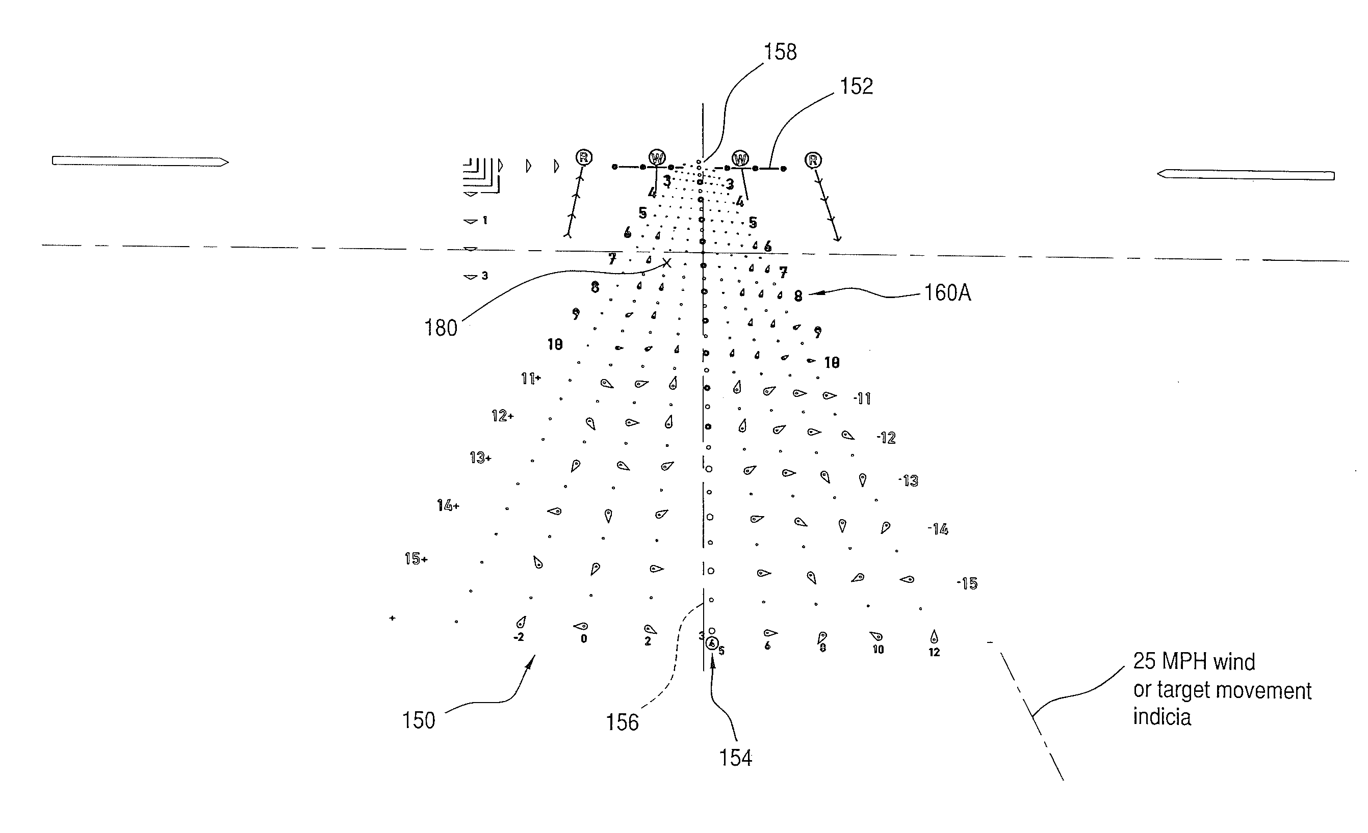 Dynamic targeting system with projectile-specific aiming indicia in a reticle and method for estimating ballistic effects of changing environment and ammunition