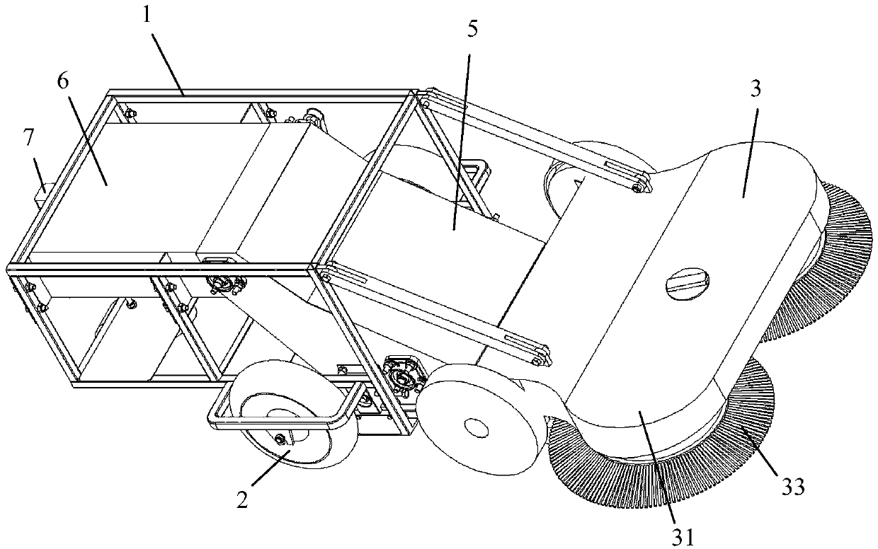 Intelligent granary bottom sweeping and collecting device