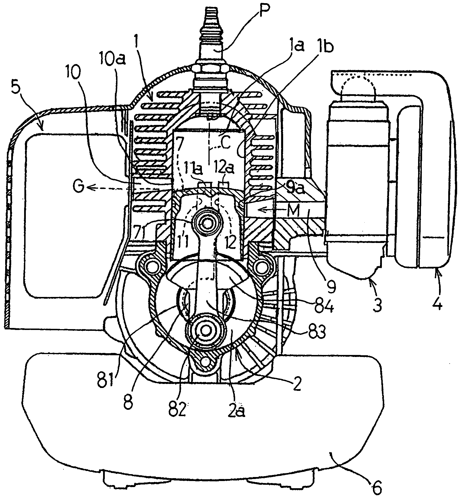 Two-cycle combustion engine