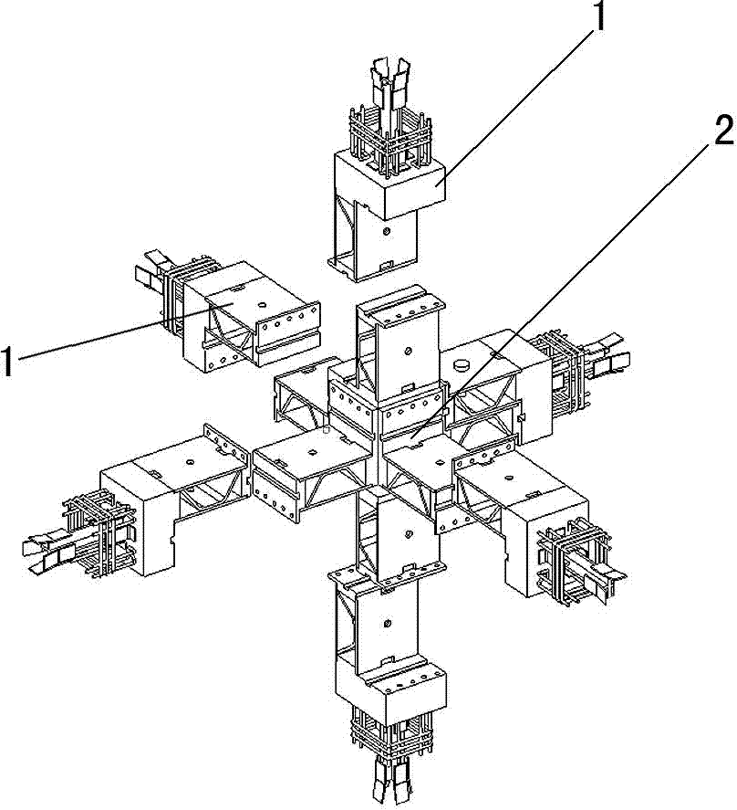 Precast high-strength building beam and column node component