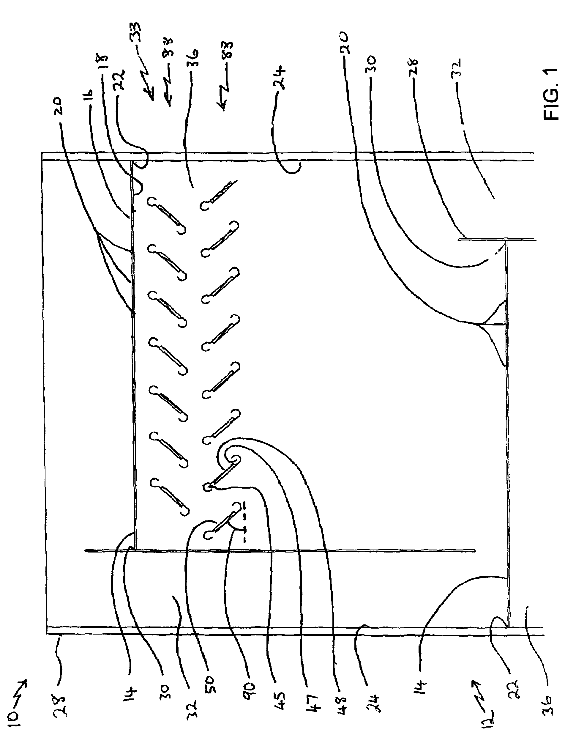 Gas-liquid contactor baffle