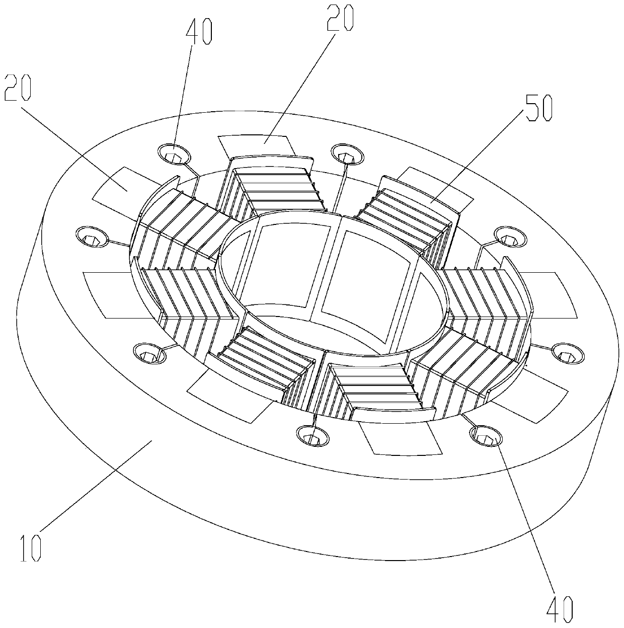 Stator, magnetic suspension bearing and motor