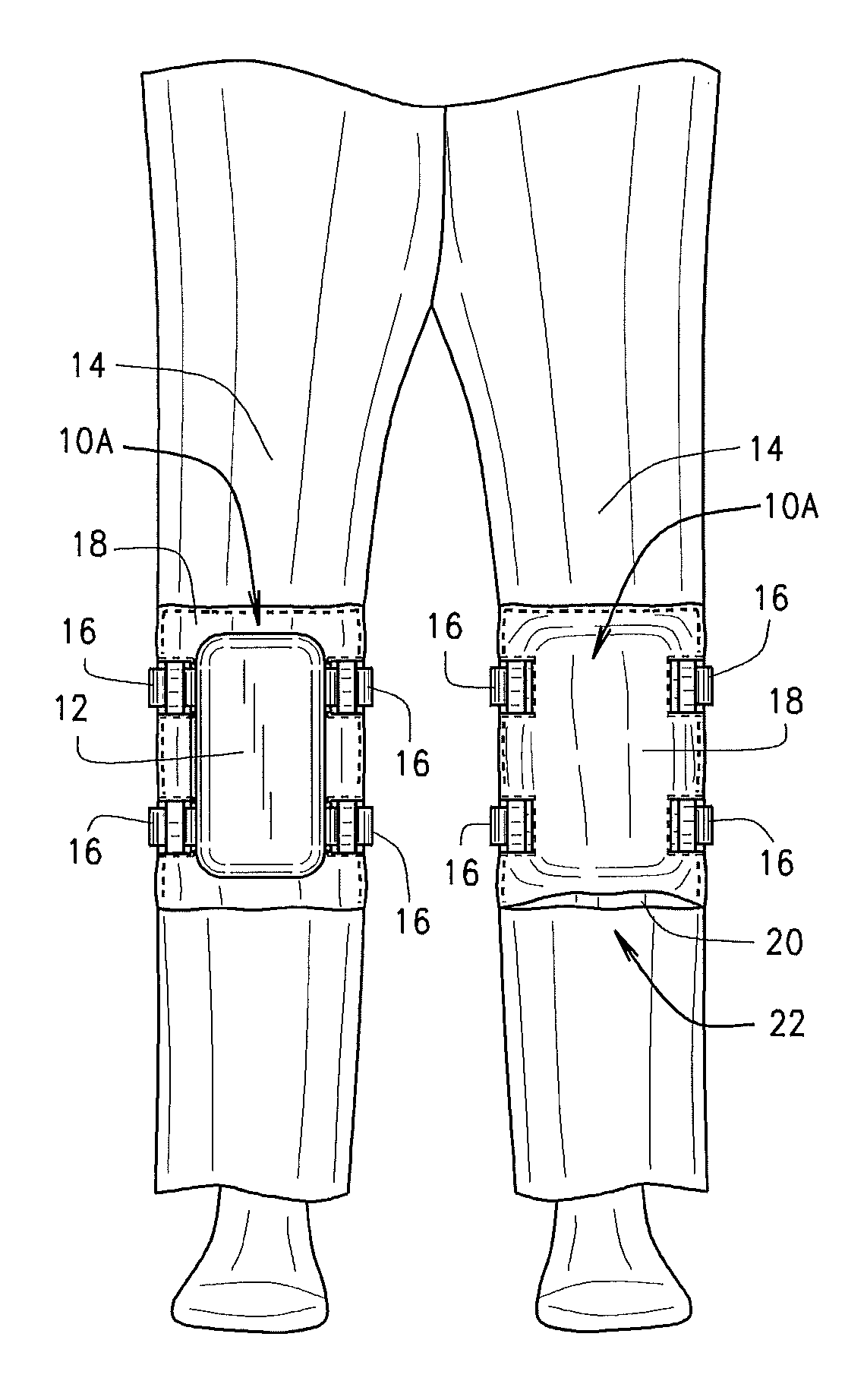 Pantleg holding mechanism for knee pads