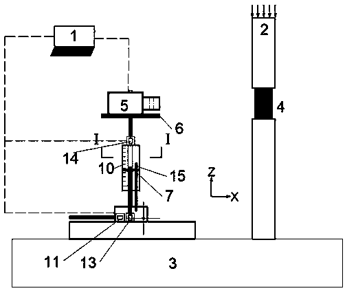 Mesoscopic measuring and automatic tracking system in long-term rock creep and method thereof