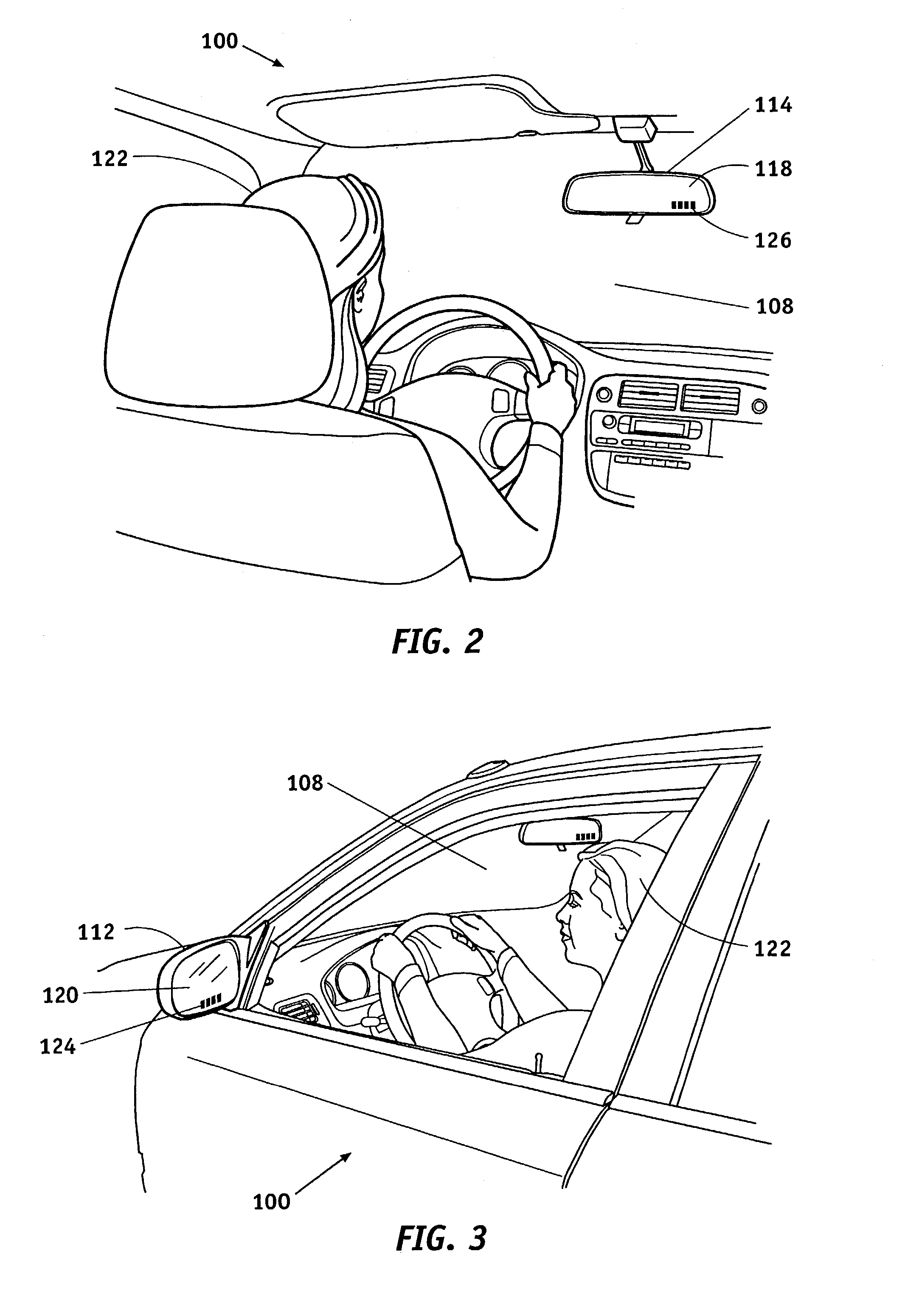 Distance detection and display system for use in a vehicle