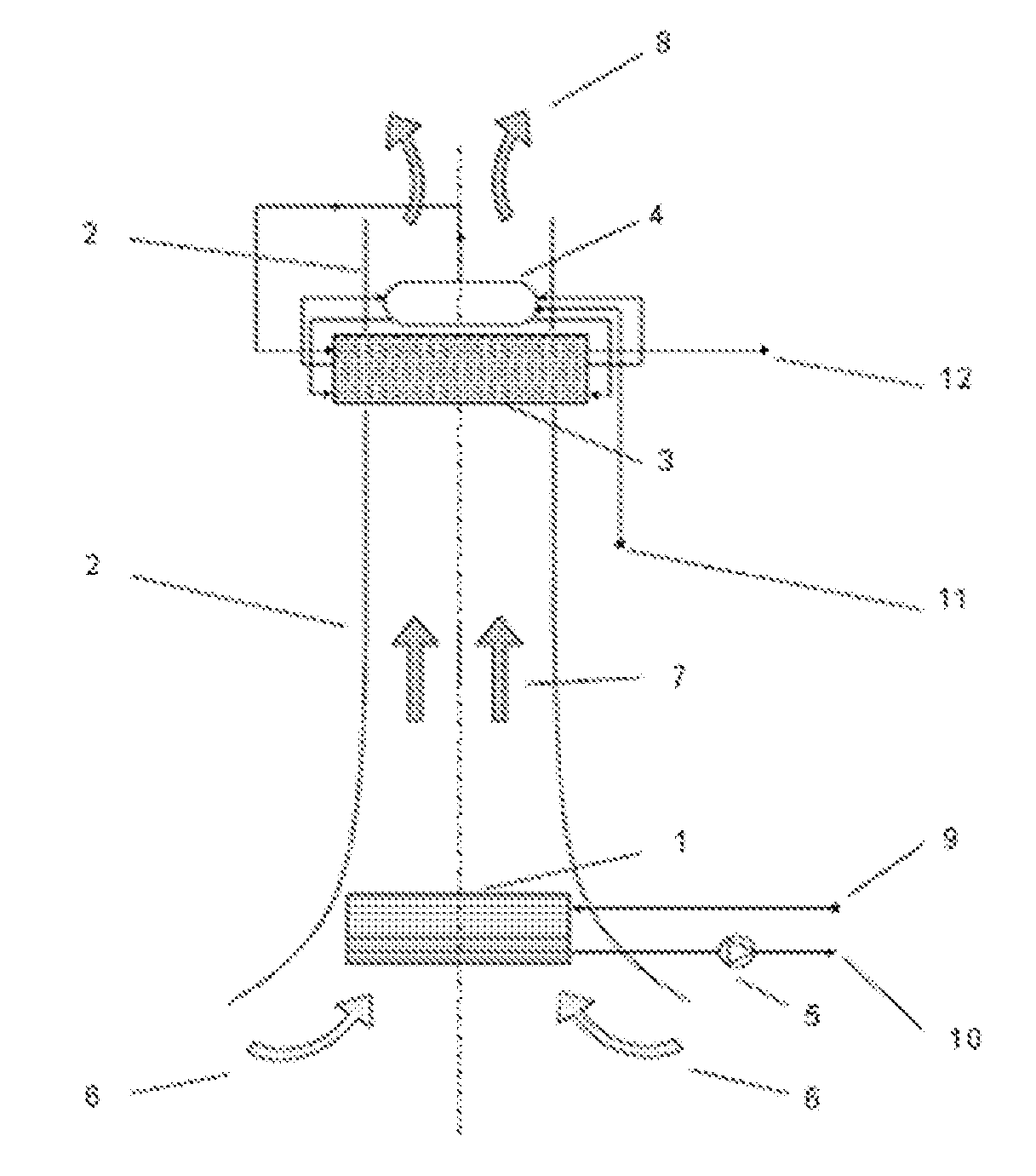 Solar concentrator plant using natural-draught tower technology and operating method
