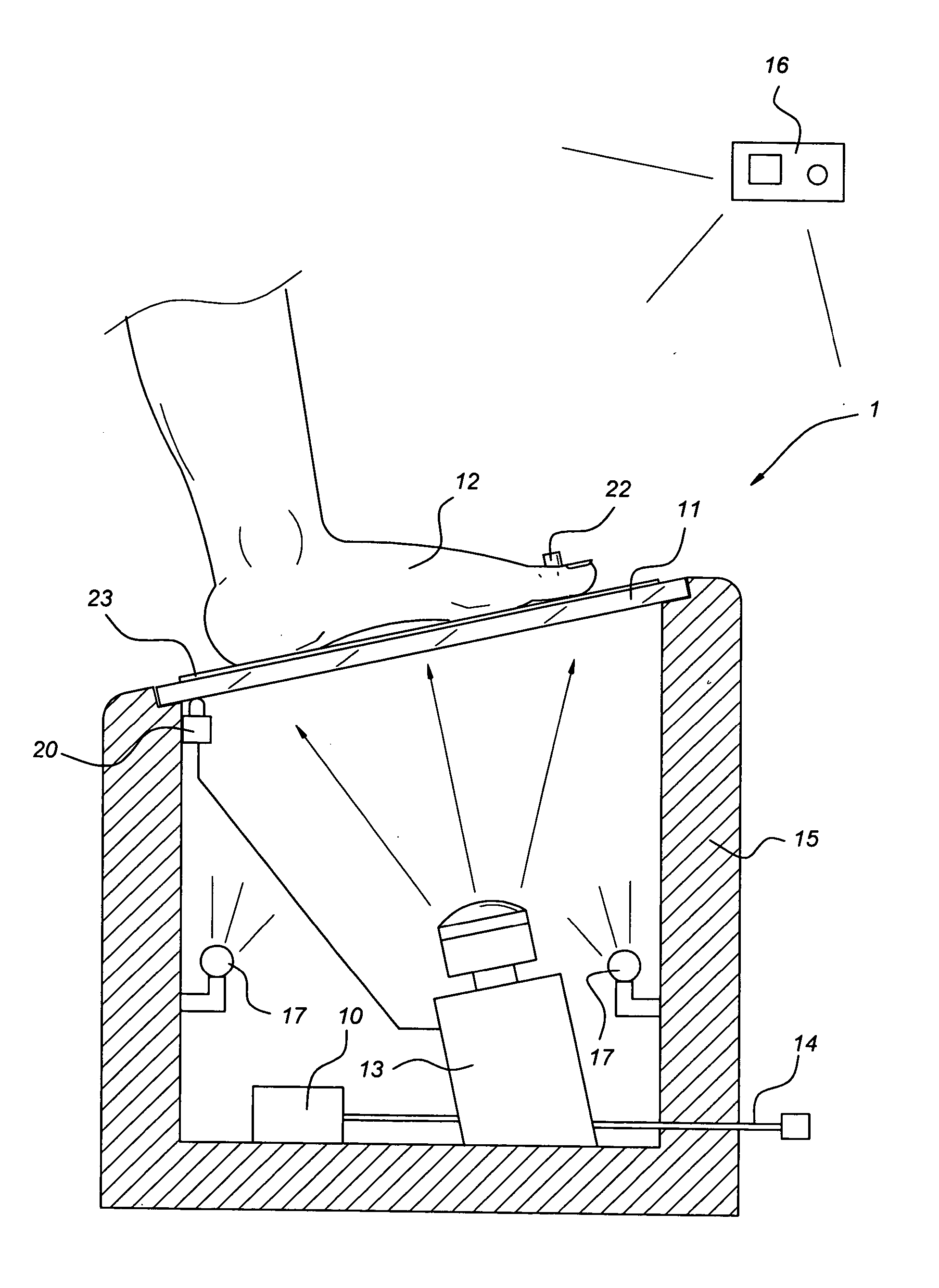Device and method for examining a diabetic foot