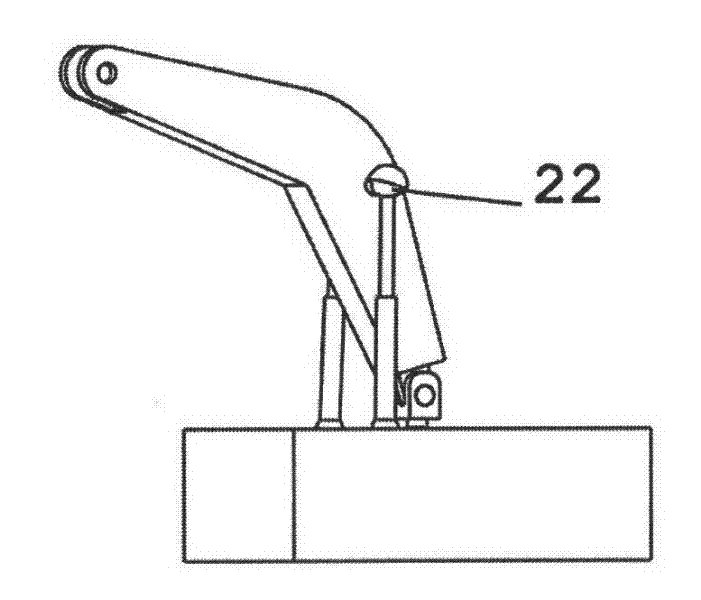 Spatial excavator with two-range-of-motion (two-ROM) movable arm, one-ROM bucket rod and two-ROM bucket