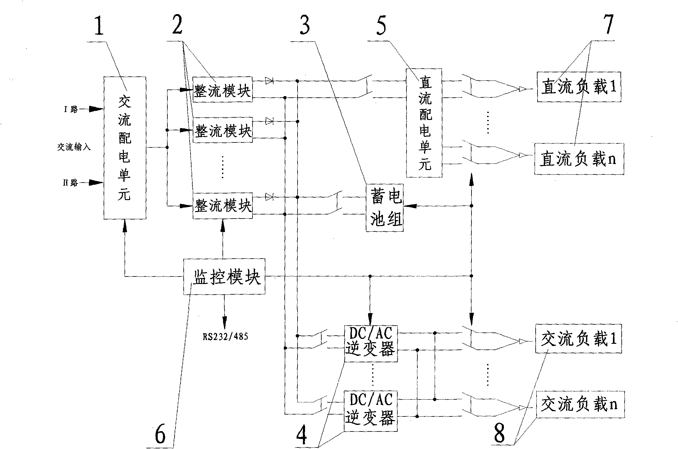 High voltage direct current power supply system for both alternating current purpose and direct current purpose