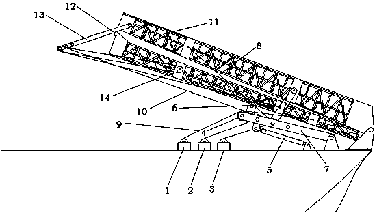 Two-section folding conveyer automatically controlled by winch