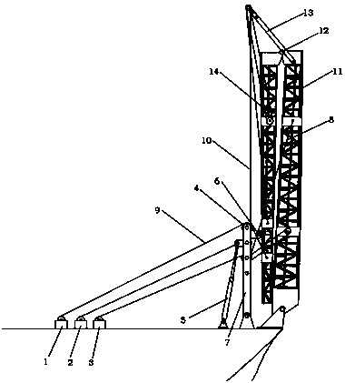 Two-section folding conveyer automatically controlled by winch