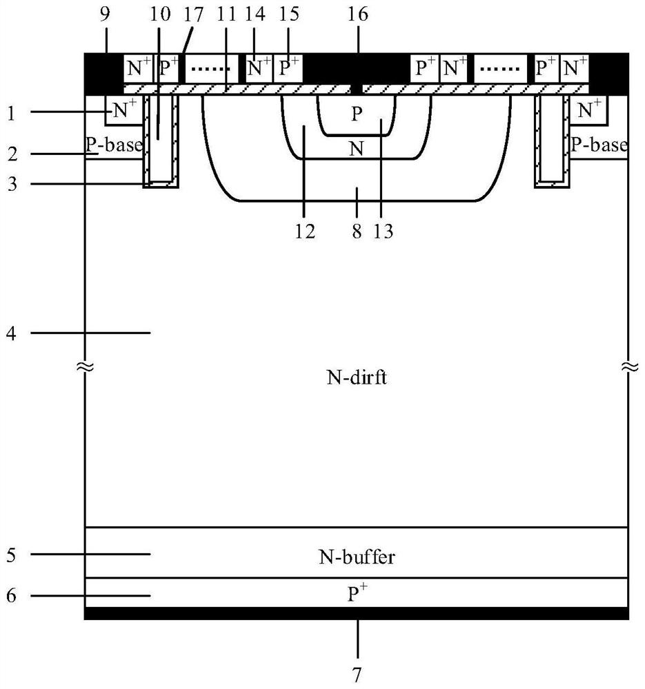 igbt device with pnp feedthrough transistor