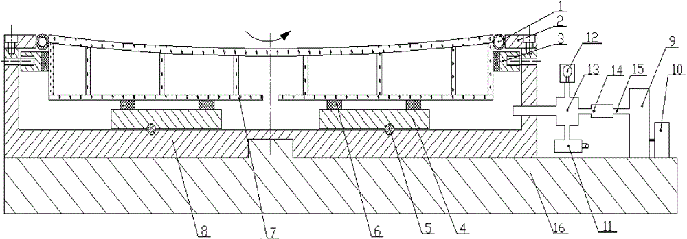 Polishing device for eliminating coining effect of lightweight reflecting mirror