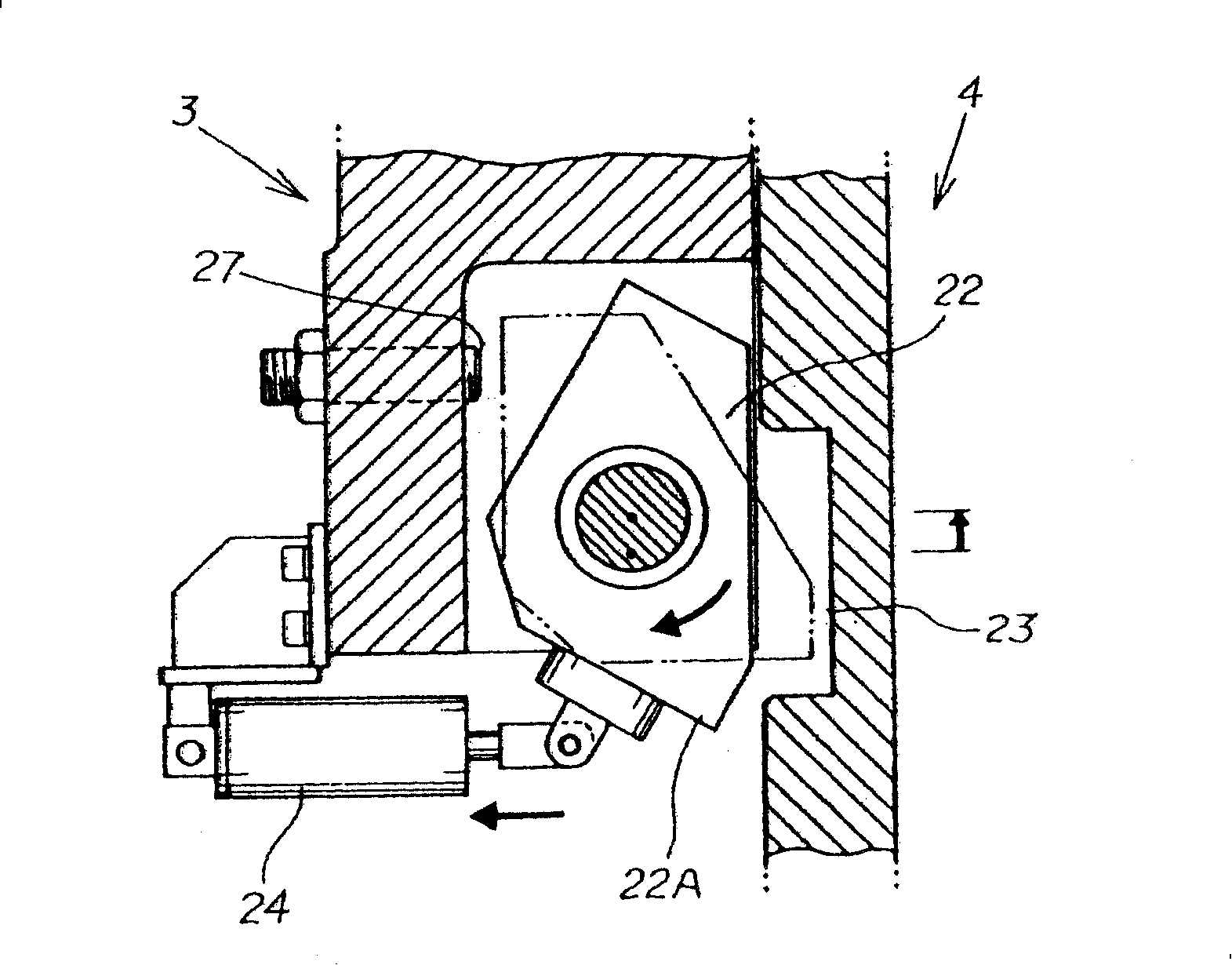 Positioning device for cross rail in processing machine