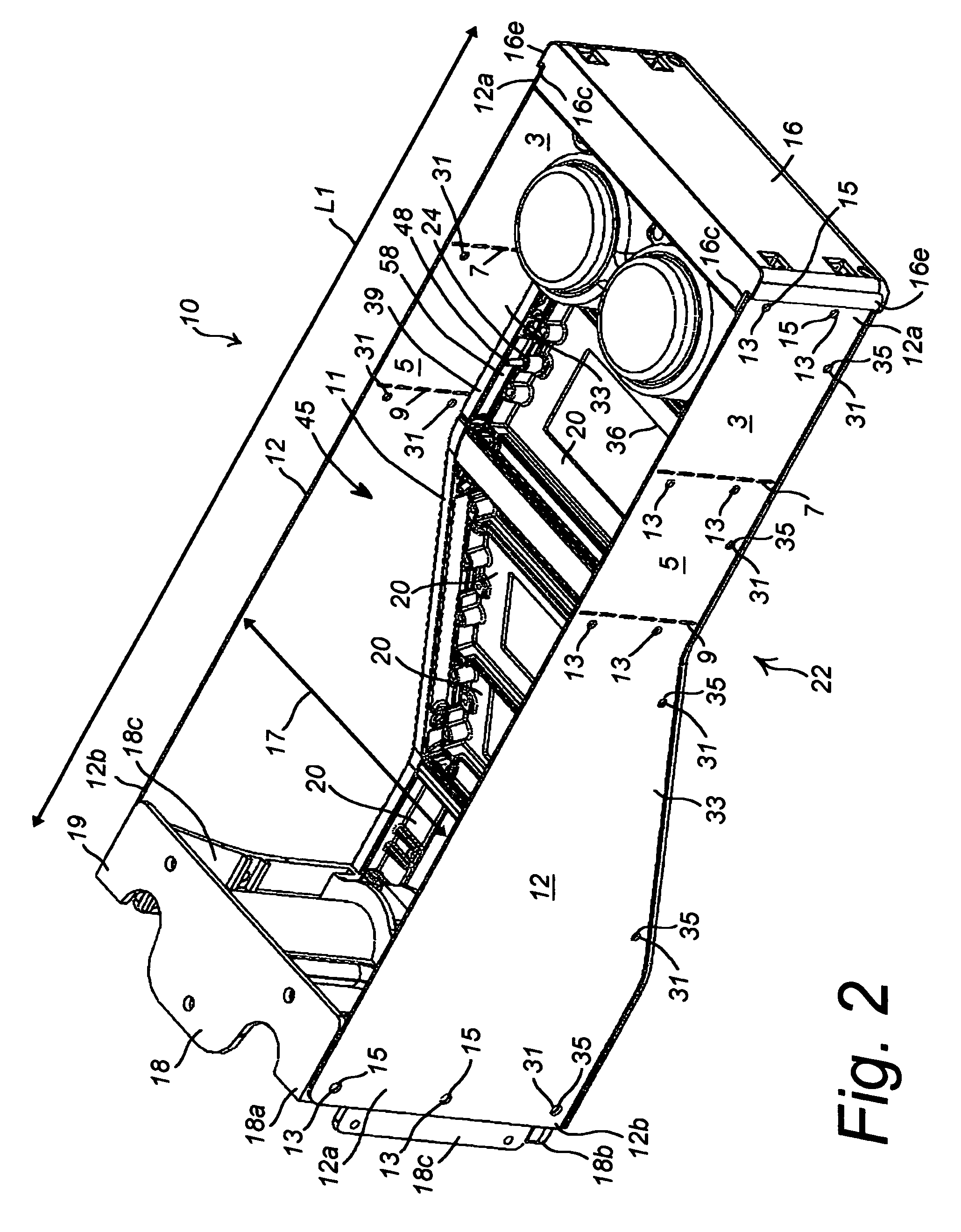 Vehicle console having molded side rails