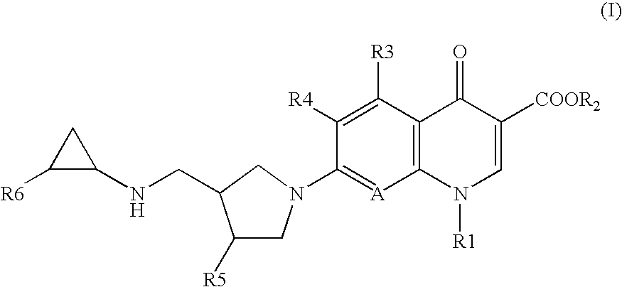 7-(4-Substituted-3-cyclopropylaminomethyl-1 pyrrolidinyl) quinolonecarboxylic acid derivative